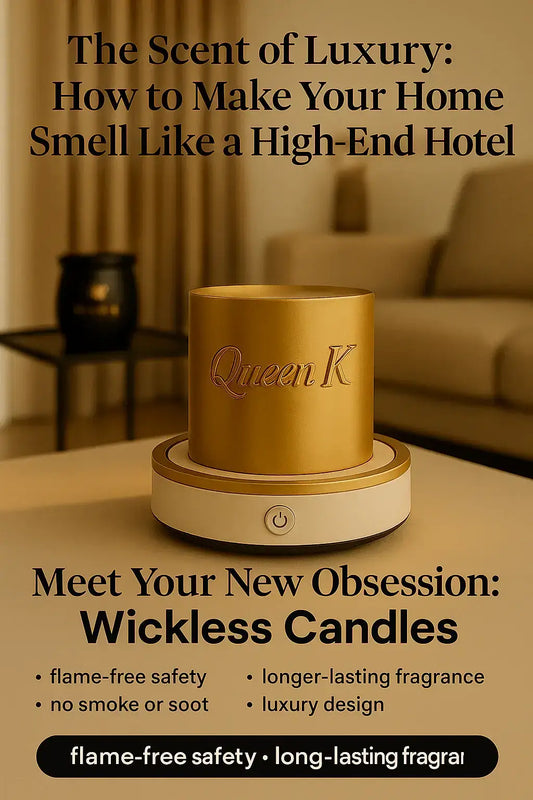 A stylish wickless candle on a sleek holder, representing home fragrance tips for a luxurious scent.