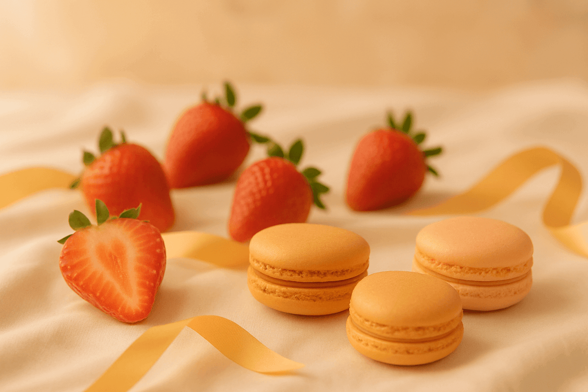 strawberries and macarons
