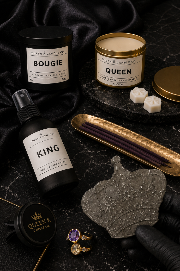 queen k best selling flameless candles, incense sticks and room sprays