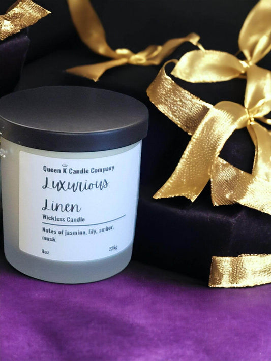 Luxurious Linen Candle Jar - Queen K Candle Co.