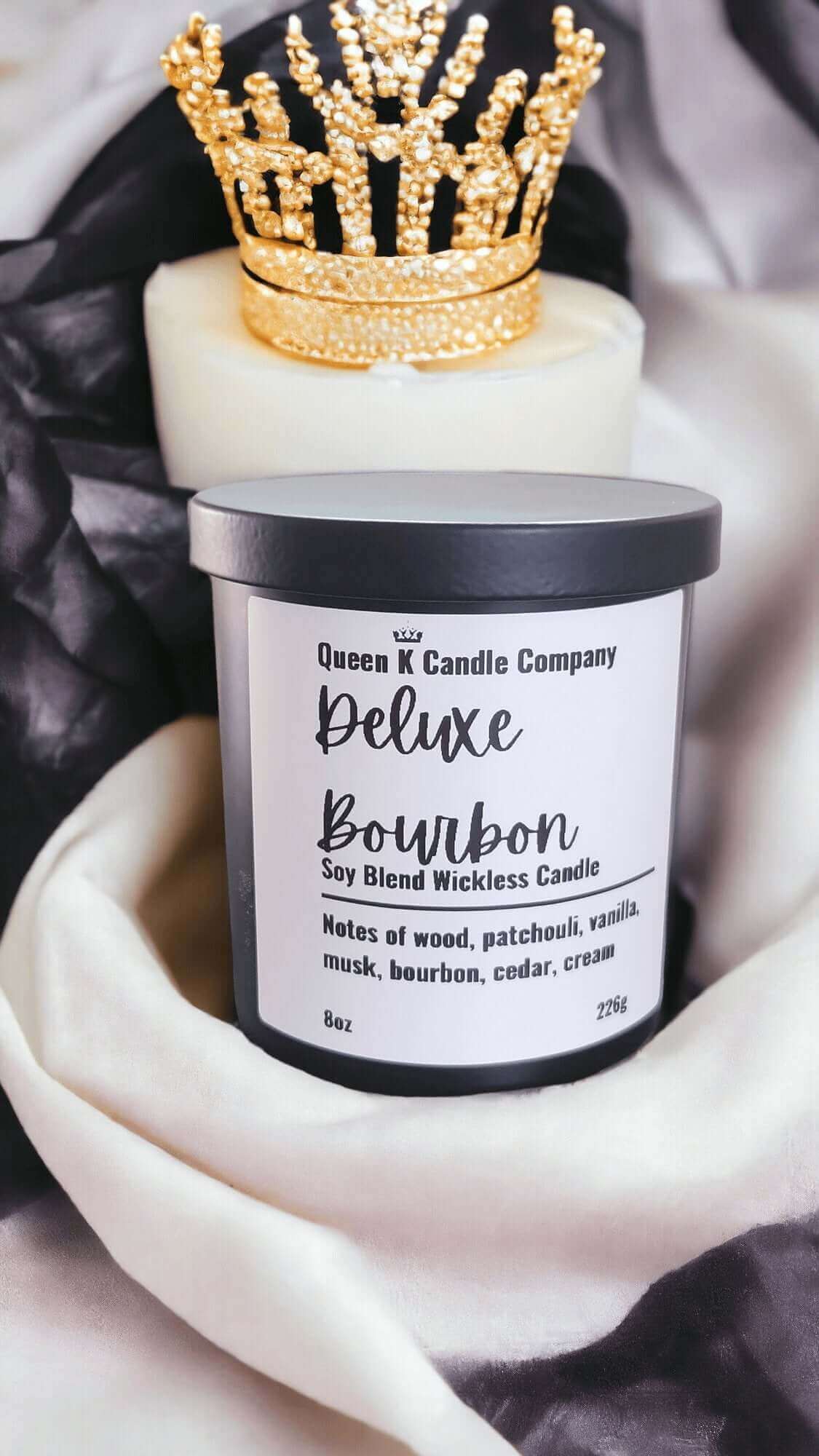 deluxe bourbon scented wickless candle jar