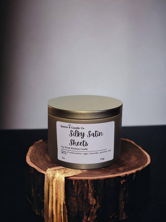 Silky Satin Sheets Candle Tin - Queen K Candle Co.