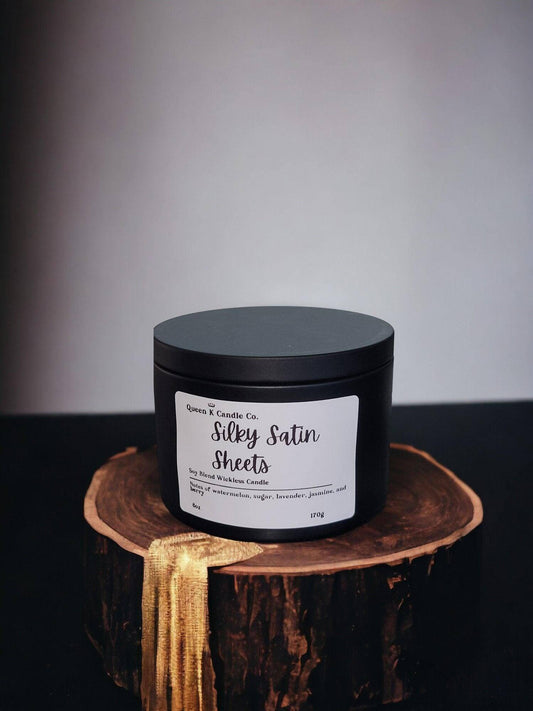 Silky Satin Sheets Candle Tin - Queen K Candle Co.