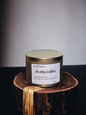 Smokey Leather Candle Tin