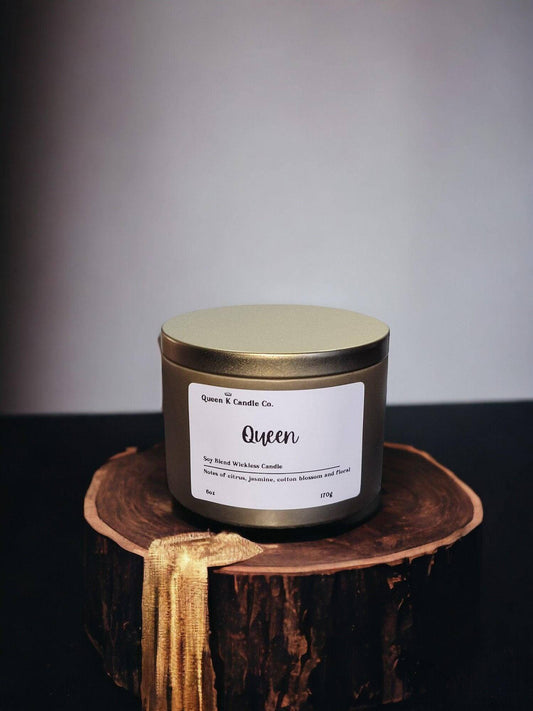 Luxurious "Queen" Scented Candle Tin - Queen K Candle Co.