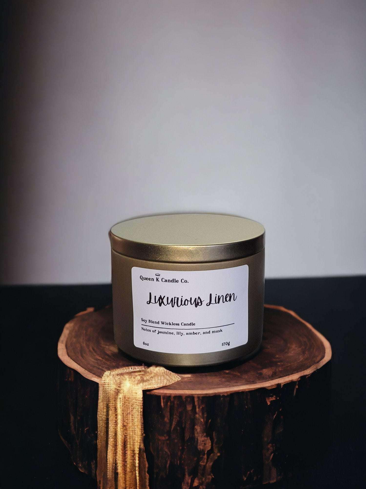 Luxurious Linen Candle Tin - Queen K Candle Co.
