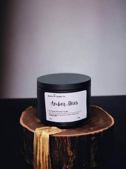 Amber Skies Candle Tin - Queen K Candle Co.