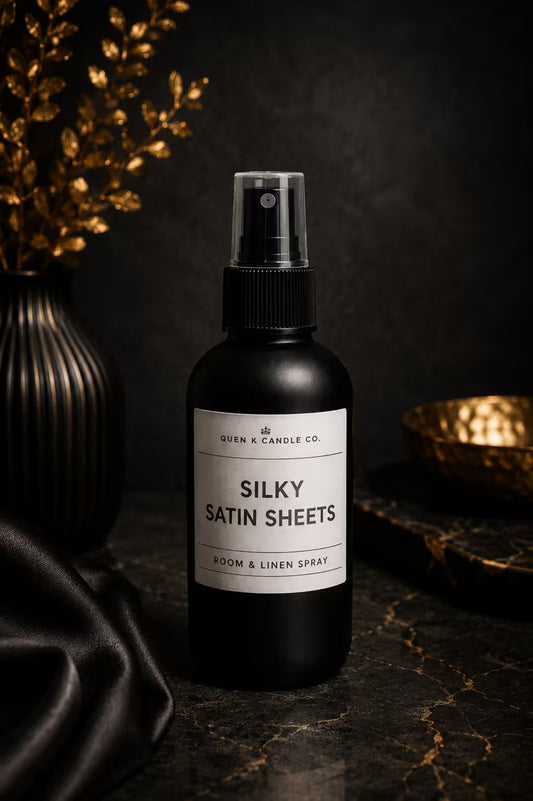 silky satin sheet room and linen spray