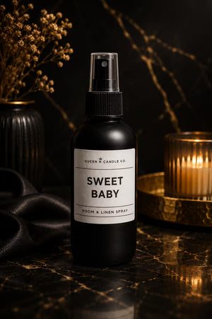 Room and linen spray labelled Sweet Baby