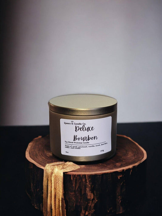 Deluxe Bourbon Candle Tin - Queen K Candle Co.