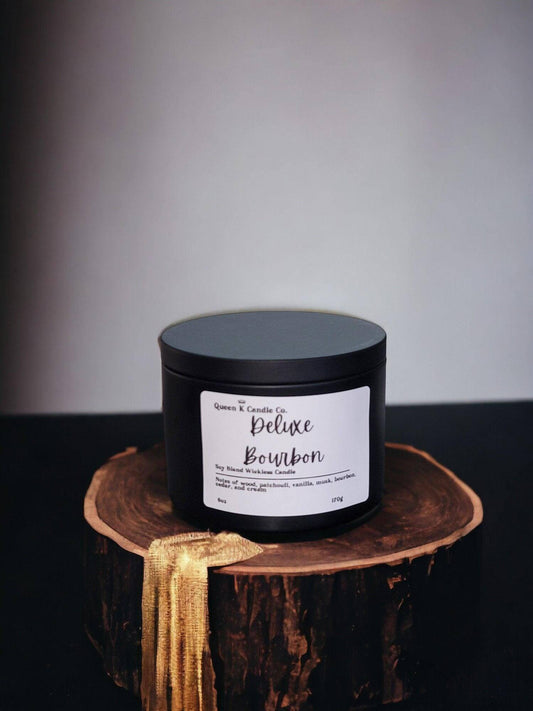 Deluxe Bourbon Candle Tin - Queen K Candle Co.